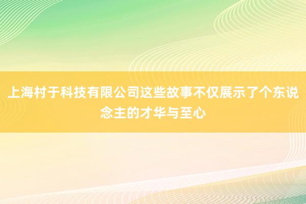 上海村于科技有限公司这些故事不仅展示了个东说念主的才华与至心