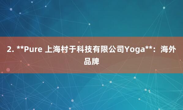 2. **Pure 上海村于科技有限公司Yoga**:海外品牌