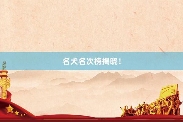 名犬名次榜揭晓！
