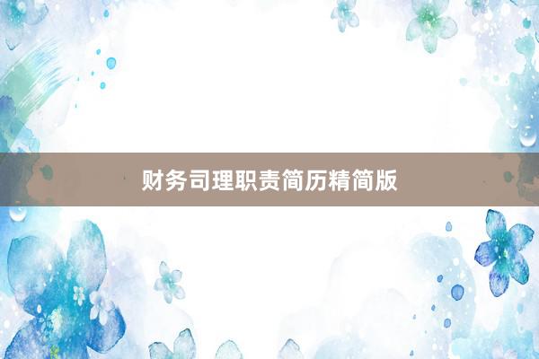 财务司理职责简历精简版